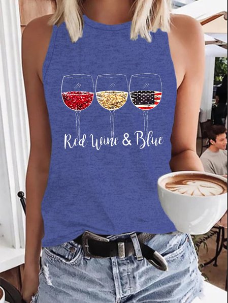 Red Wine Blue Independence Day Top, Tank Tops