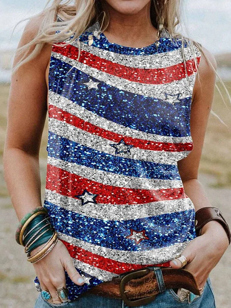 

Regular Fit Geometric Casual Tops, Multicolor, Tanks & Camis