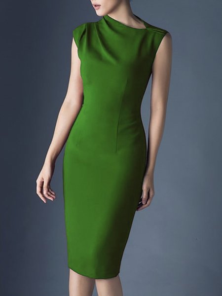

Daily Midi Asymmetrical Neck Regular Fit Dress, Green, Midi Dresses