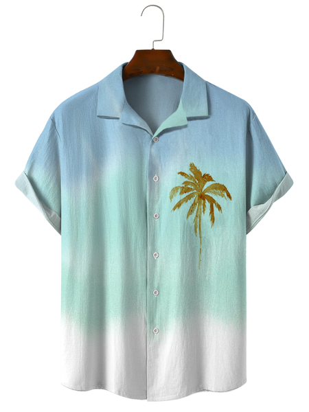 

Cotton Linen Floral Tree Print Cozy Linen Shirt, As picture, Shirts ＆ Blouse
