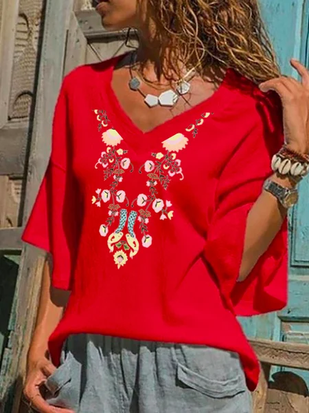 

Discount! women's holiday loose top, Red, Shirts & Blouses