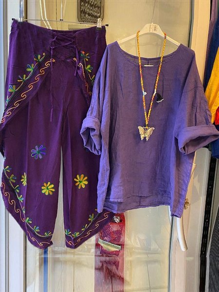 

Casual Tribal Two Piece Sets, Purple, Suit Set