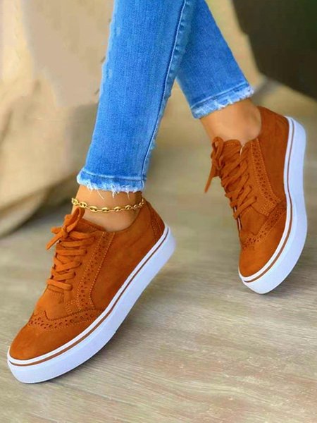 

Vintage Punched Suede Lace-Up Shoes, Brown, Sneakers