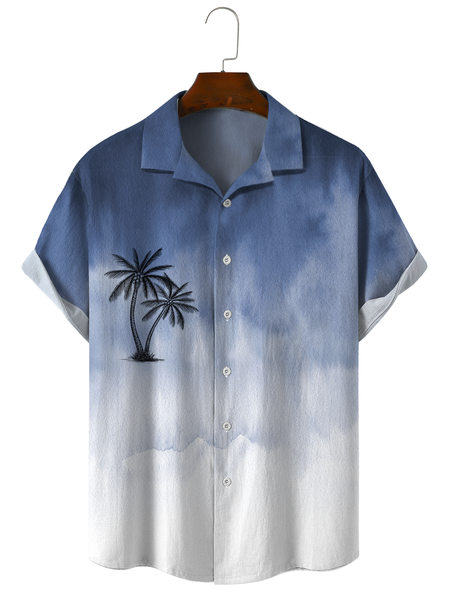

Cotton and linen plant floral print comfortable linen shirt, As picture, Men's Floral shirt