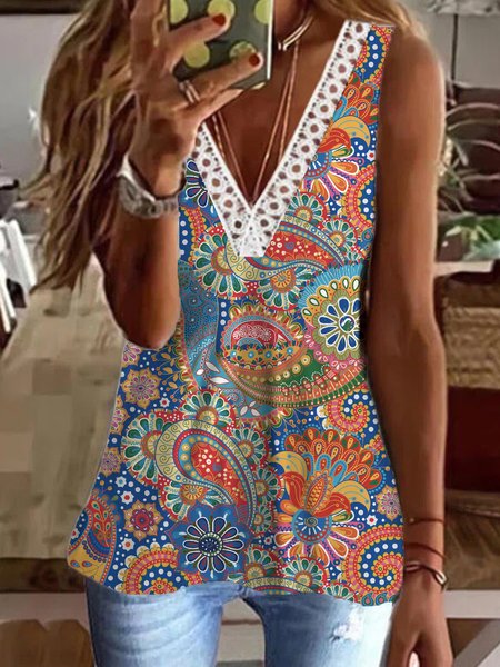 

Discount! Ladies Vacation Paisley Knit Tanks & Camis, Multicolor, Tanks & Camis