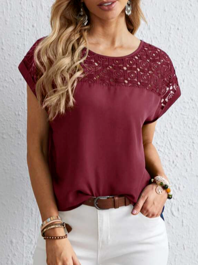 

Casual Loosen Solid Tops, Wine red, Shirts & Blouses