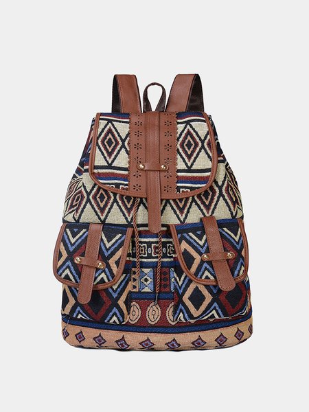 

JFN Vintage Ethnic Rivet Backpack Canvas Bag, Color4, Women's Bags