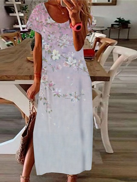 

Floral Casual Crew Neck Dresses, Multicolor, Dresses