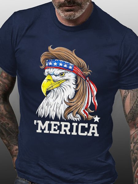 

Merica Bald Eagle American Flag 4Th July T-shirt, Purplish blue, T-shirts