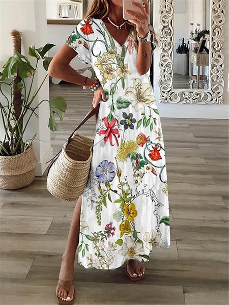 

Casual Floral Printed Loosen Dresses, Multicolor, Dresses