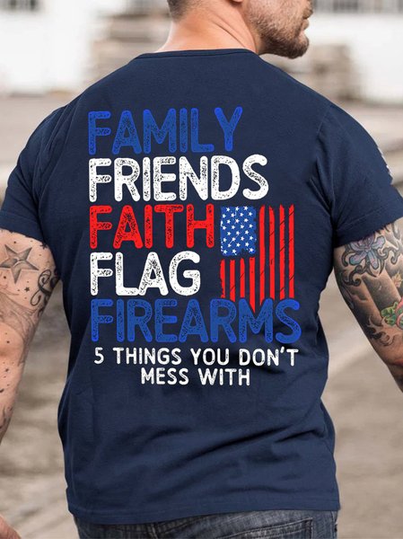 

Family Friends Faith Flag Firearms American T-shirt, Purplish blue, T-shirts