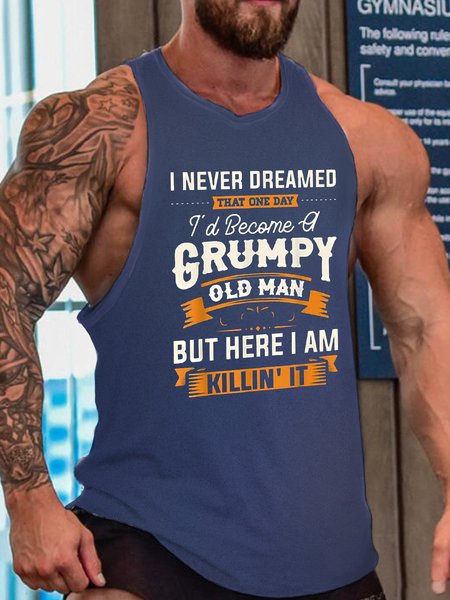 

Funny Grumpy Old Man Crew Neck Top, Blue, Tank Tops