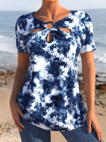 

Vacation Tie Dye Loosen T-Shirt, Blue, T-Shirts