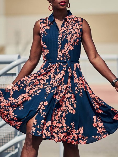 

Elegant Regular Fit Floral Midi Dress, Blue, Midi Dresses