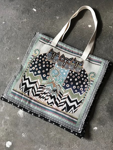 

JFN Vintage Print Handbag Fabric Bag Shoulder Bag, Color5, Women's Bags