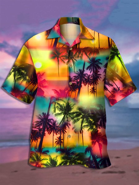 

Hawaiian Graphic Men's Casual Short Sleeve Loose Shirt, Multicolor, Men's Floral shirt