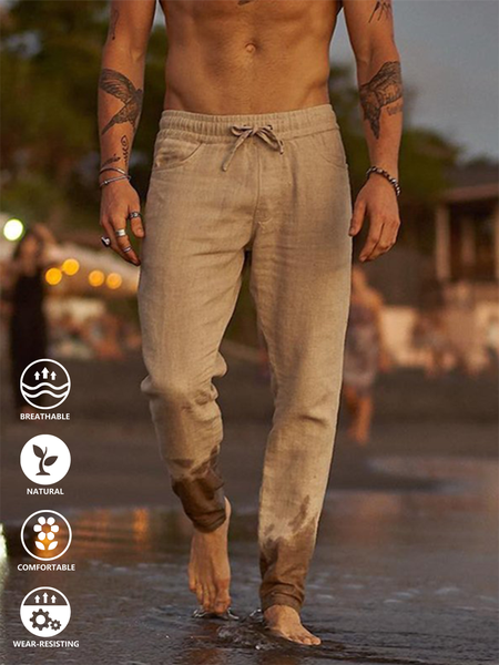 

Cotton And linen Style American Casual Basic Wild linen Trousers, As picture, Men's pants