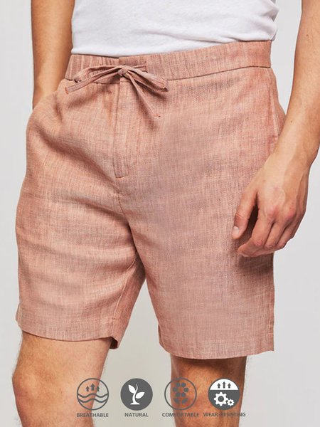

Cotton Linen Hawaiian Casual Shorts, As picture, Men's shorts