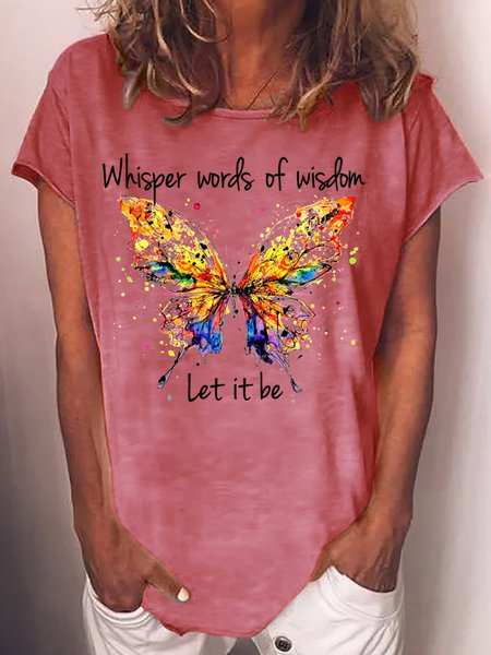 

Womens Whisper Words of Wisdom Let it be Letter Casual T-Shirt, Red, T-shirts