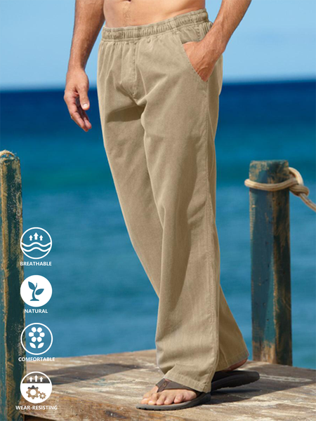 

Cotton And linen Style American Casual Basic Wild linen Trousers, As picture, Men's shorts