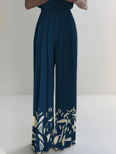 

Elegant Plants Regular Fit Pants, Blue, Wide Leg Pants