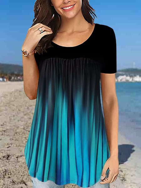 

Discount! Casual Ladies Knit Short Sleeve Tunic Top, Multicolor, Shirts & Blouses