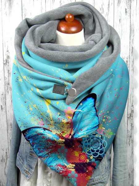 

Casual Spring Butterfly Printing Household Best Sell Polyester Cotton Scarf Regular Scarf for Women, As picture, Scarfs