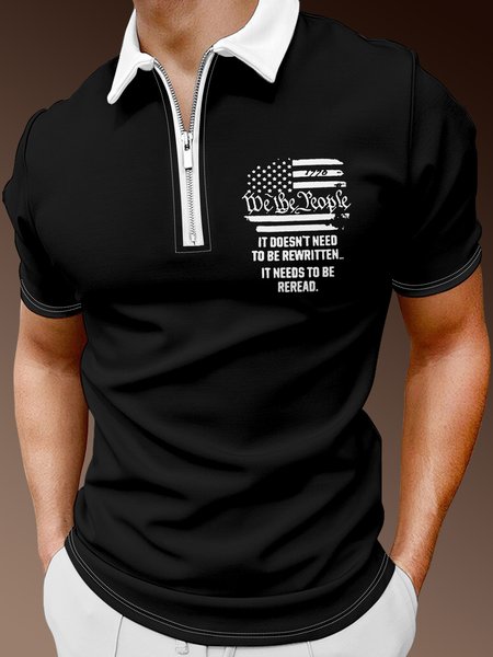 

It Doesn't Need To Be Rewritten Men's Street Shirt Collar Polo Shirt, Black, T-shirts