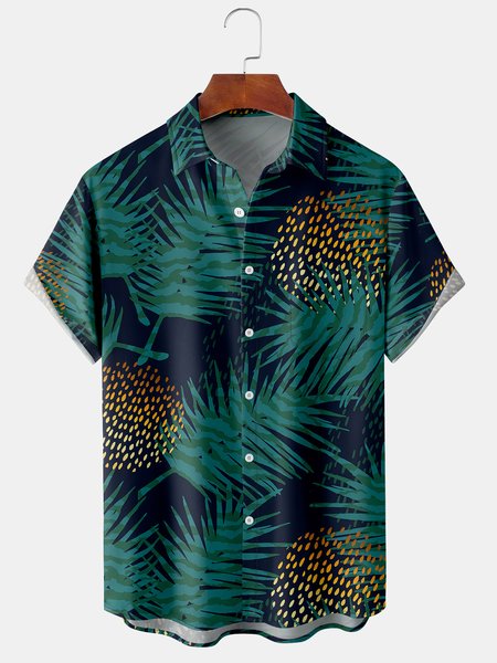 

Men's Botanical Print Short Sleeve Shirt, Green, Men's Floral shirt