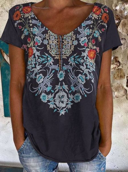 

Casual Regular Fit Floral Tops, Blue, Shirts & Blouses