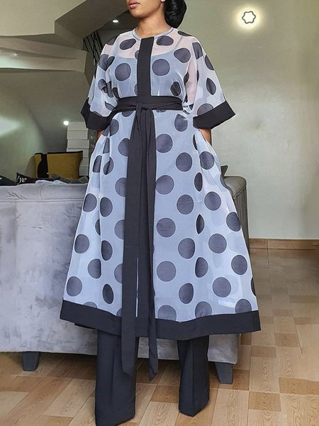 

Elegant Polka Dots Daily Midi Dress, Black-white, Midi Dresses