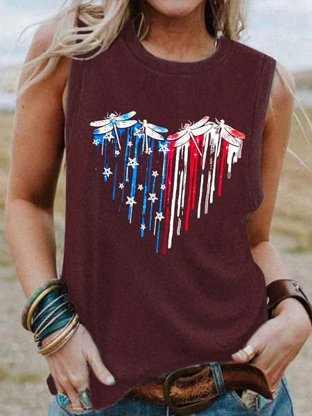 

American flag Dragonfly Casual Tank & Cami, Red, Tank Tops