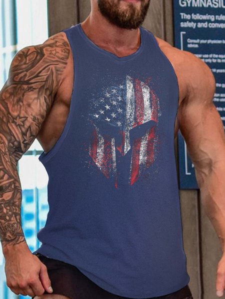 American flag Sleeveless Tank Top, Blue, Tank Tops