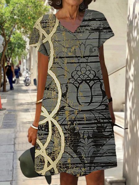 

Loosen V Neck Vacation Tribal Dresses, Multicolor, Dresses