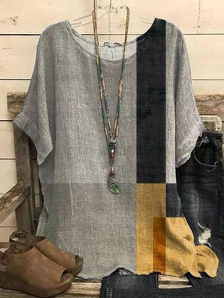 

Color Block Loosen Tops, Multicolor, Shirts & Blouses