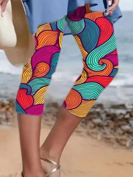 

Geometric Skinny Casual Leggings, Multicolor, Leggings