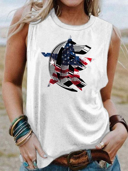 

American flag Casual Tanks & Camis, White, Tank Tops
