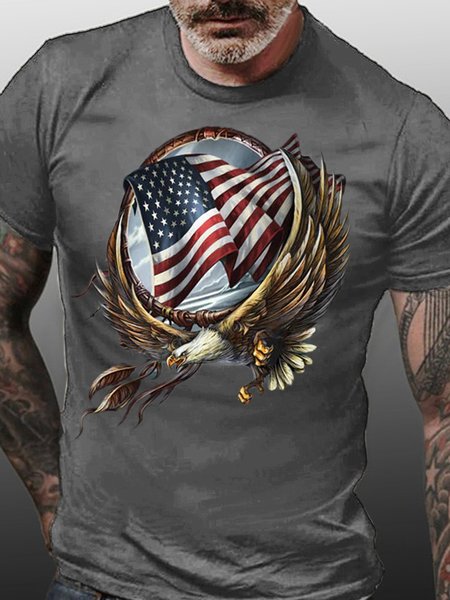 

Hoop Eagle Short Sleeve Casual Crew Neck T-Shirt, Deep gray, T-shirts