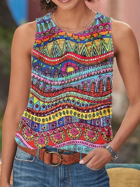 

Regular Fit Cotton Crew Neck Tanks & Camis, Multicolor, Tanks & Camis