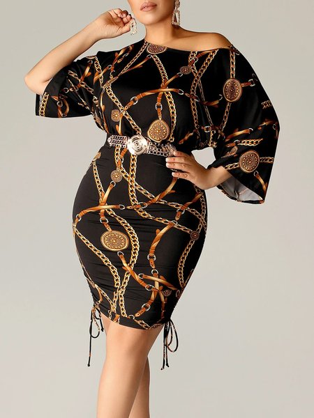 

Elegant Skinny Boat Neck Mini Dress, Multicolor, Mini Dresses