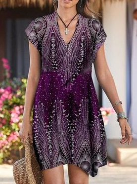 

Tribal Casual Regular Fit Dresses, Purple, Dresses