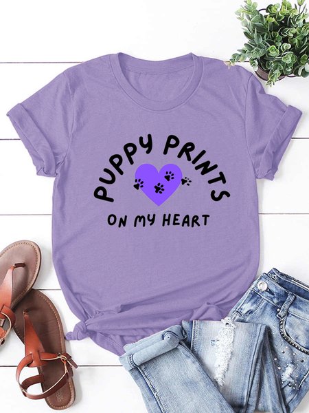 

Lilicloth x Kat8lyst Puppy Prints On My Heart T-shirt, Purple, T-shirts