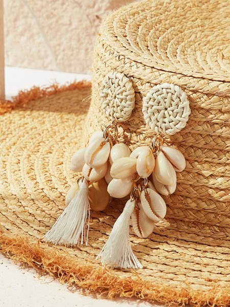

JFN Resort Style Ocean Beach Shell Tassel Earrings, As picture, Earrings