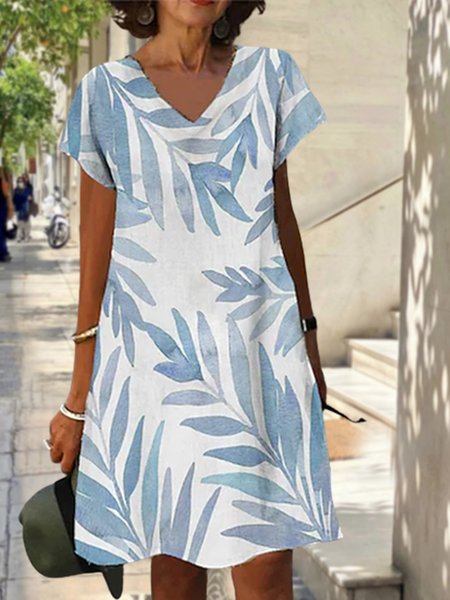 

Vacation Cotton Color Block Dresses, White, Dresses
