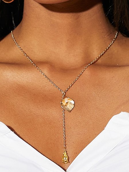 

JFN Pearl Leaf Long Necklace Dress Jewelry, As picture, Necklaces
