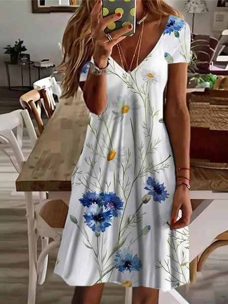

Floral Casual Dresses, White, Dresses