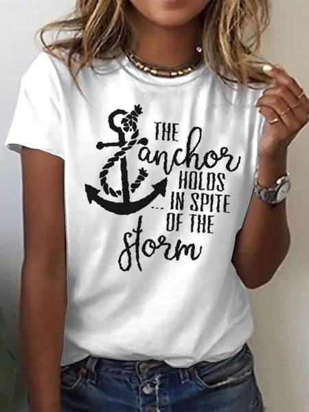 

The Anchor Holds In Spite Of The Storm Casual T-shirt, White, T-Shirts