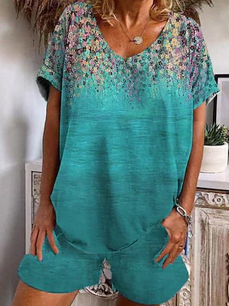

Floral Vacation Cotton Two Piece Sets, Multicolor, Suit Set