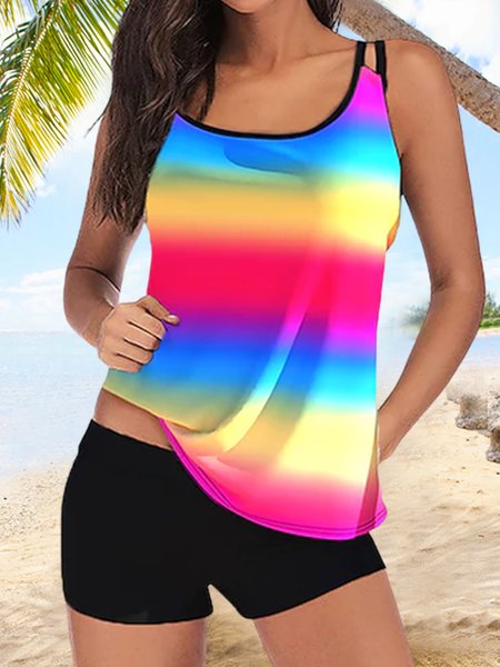 

Spaghetti Ombre Two Piece Sets, Multicolor, Suit Set