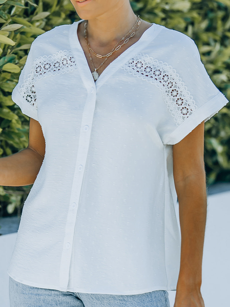 

Cotton Blends Casual Solid Blouse, White, Blouses & Shirts